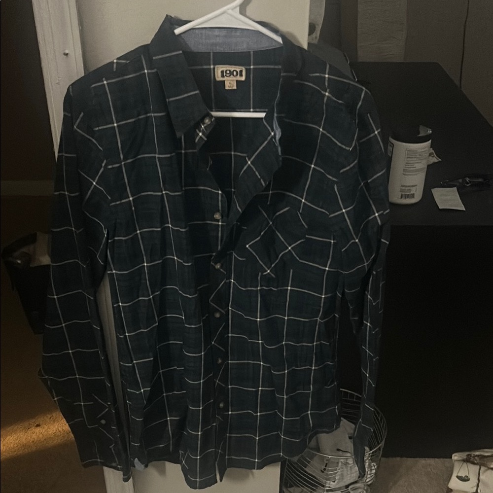 1901 Dark Blue Plaid Shirt